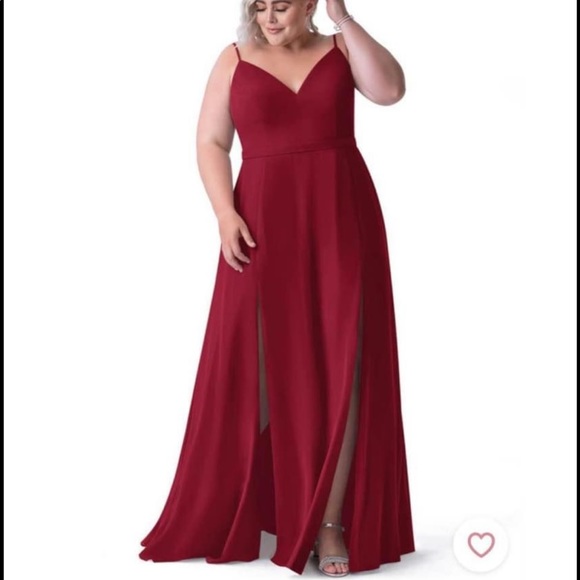 NWT Azazie- Candice- Burgundy Floor-length Gown- Size 4 - Picture 5 of 8